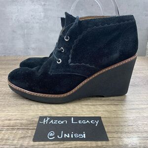 Naturalizer~”Kaitlyn”~Women’s~Black Suede Wedge Heel Ankle Booties~Size 8.5